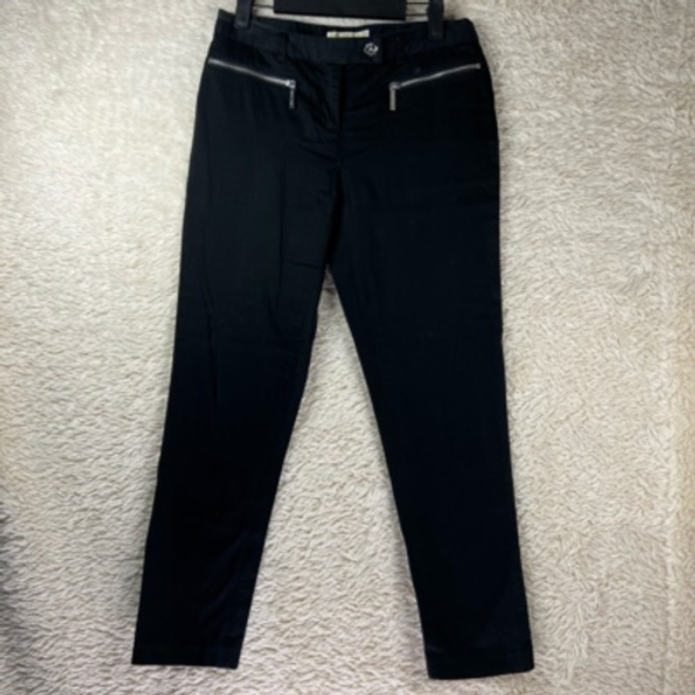 Michael Kors‎ Womens Skinny Slim Pants Black Pockets Flat Front 2